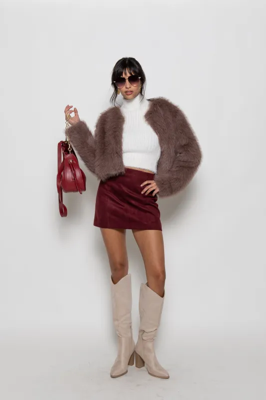 Isabella Fitted Suede Mini Skirt sold by fab'rik