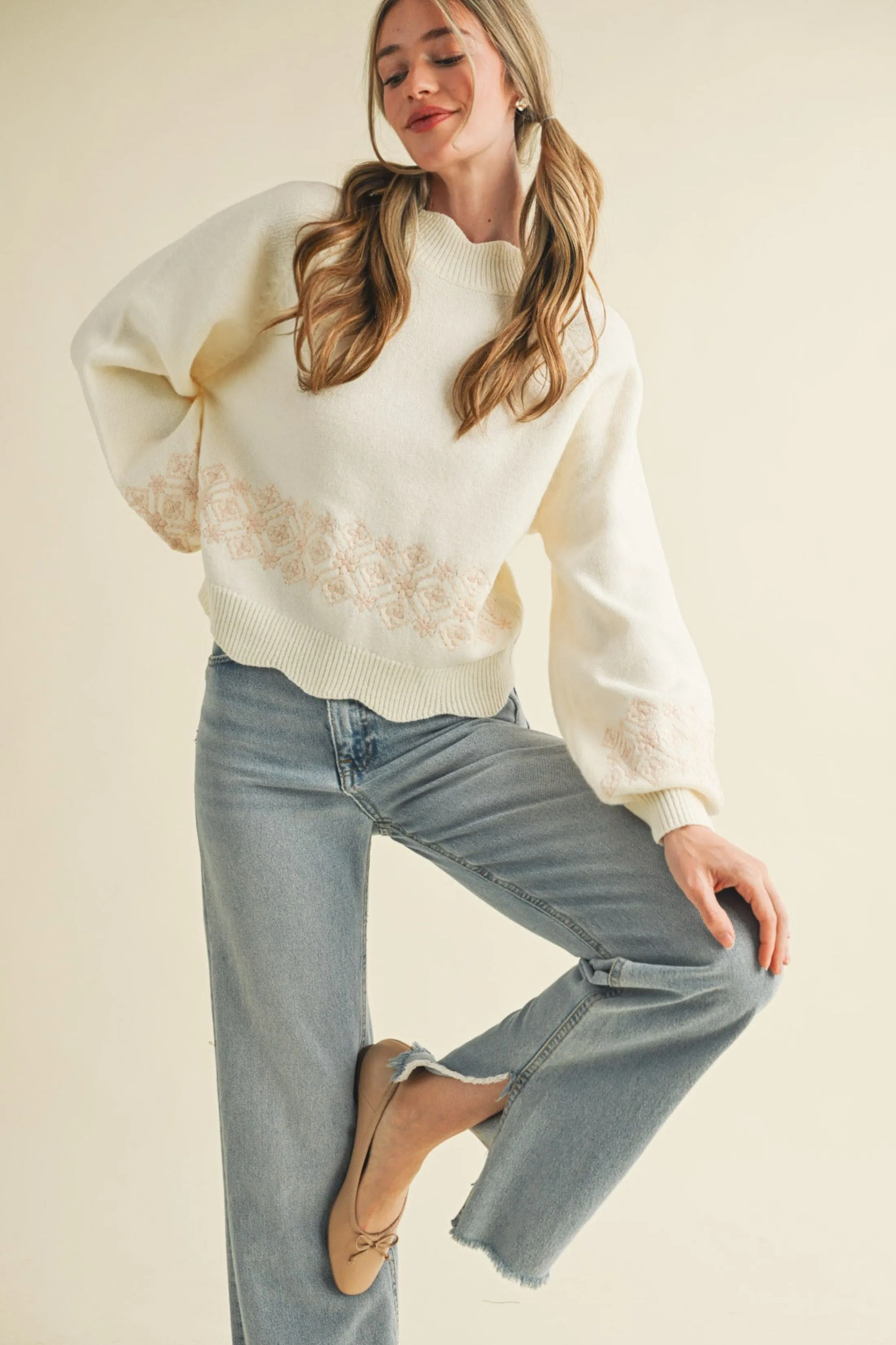 Quinn Scallop Hem Sweater sold by fab'rik product image thumbnail 2