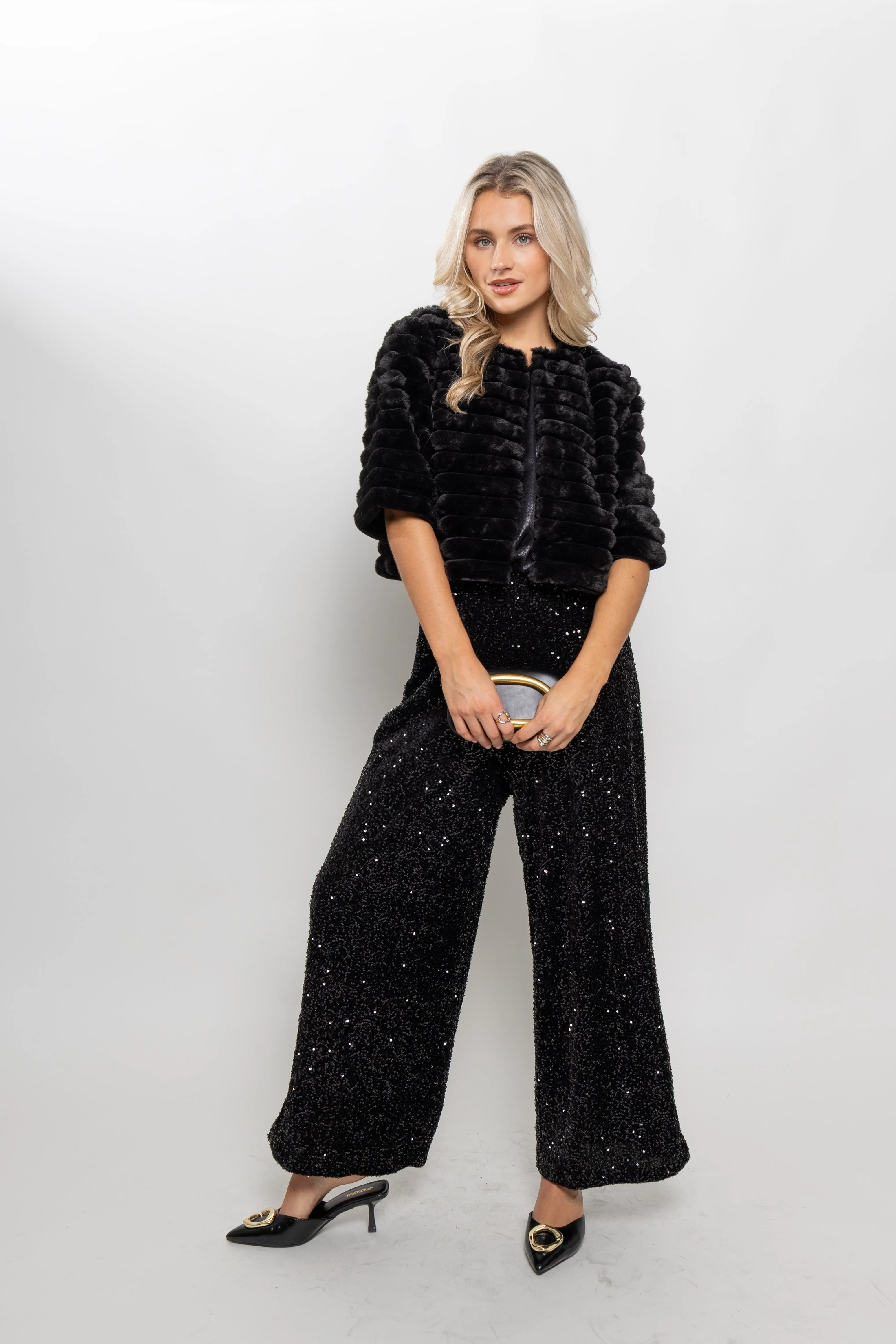 Mary Faux Fur Crop Jacket sold by fab'rik