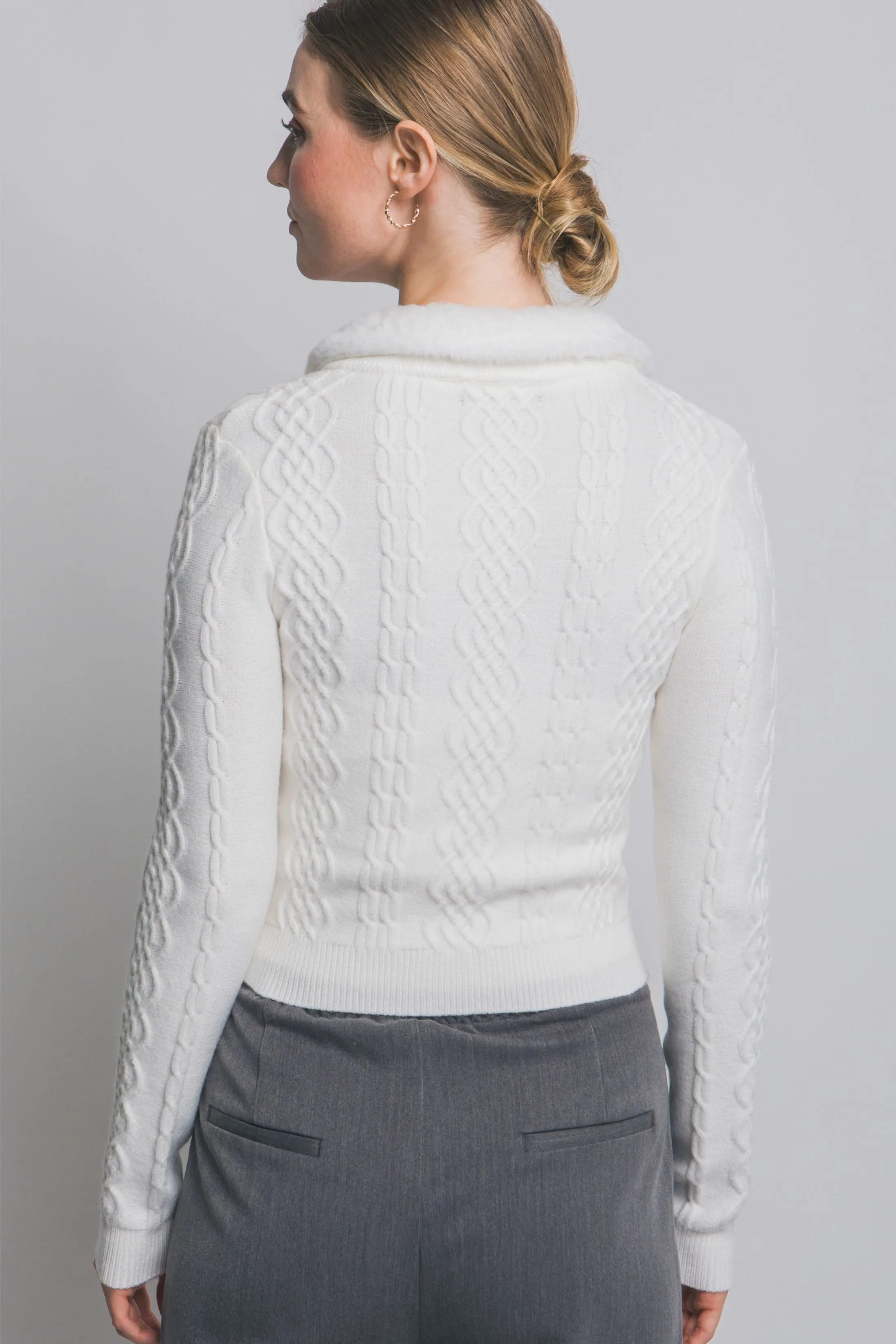 Stevie Faux Fur Collared Cardigan sold by fab'rik product image thumbnail 3