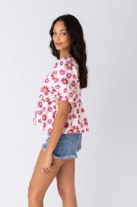 Kayley Daisy Puff Sleeve Top sold by fab'rik