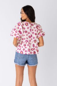 Kayley Daisy Puff Sleeve Top sold by fab'rik