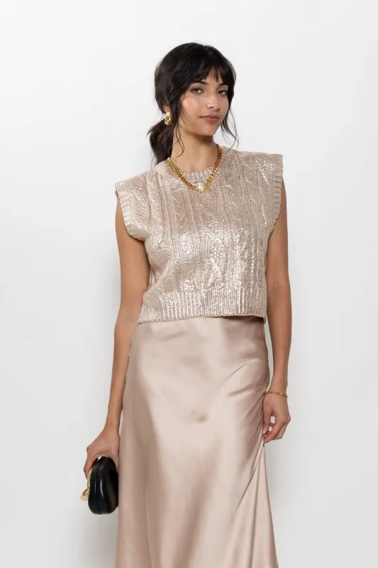 Ava Cable Knit Metallic Sweater sold by fab'rik