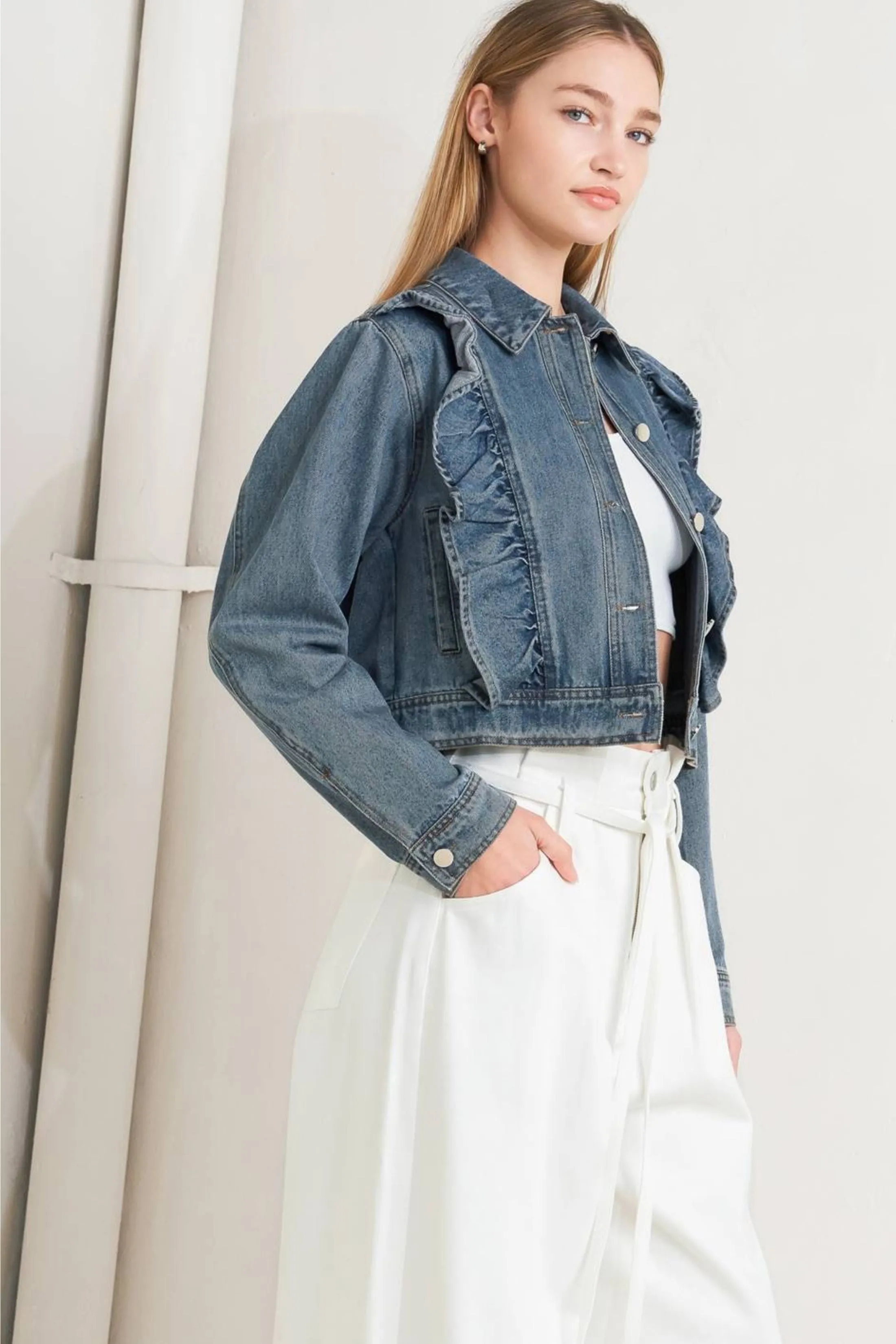 Lily Cropped Denim Jacket sold by fab'rik product image thumbnail 3