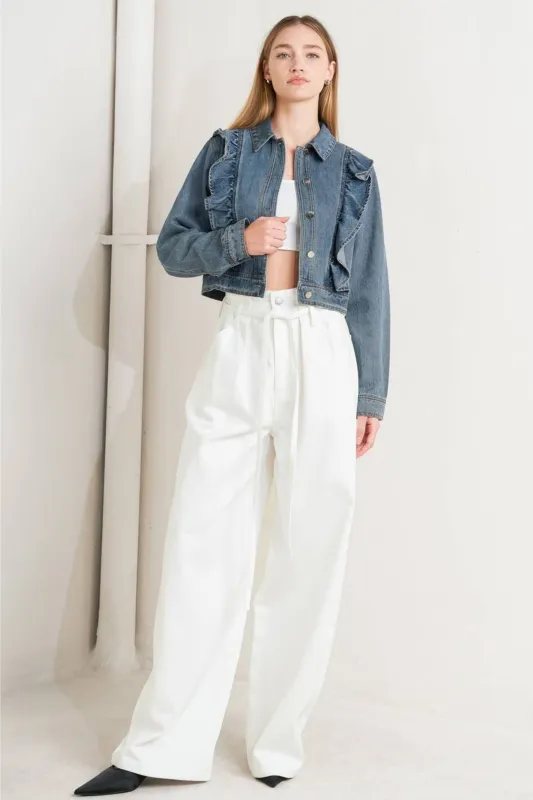 Lily Cropped Denim Jacket made by Flying Tomato