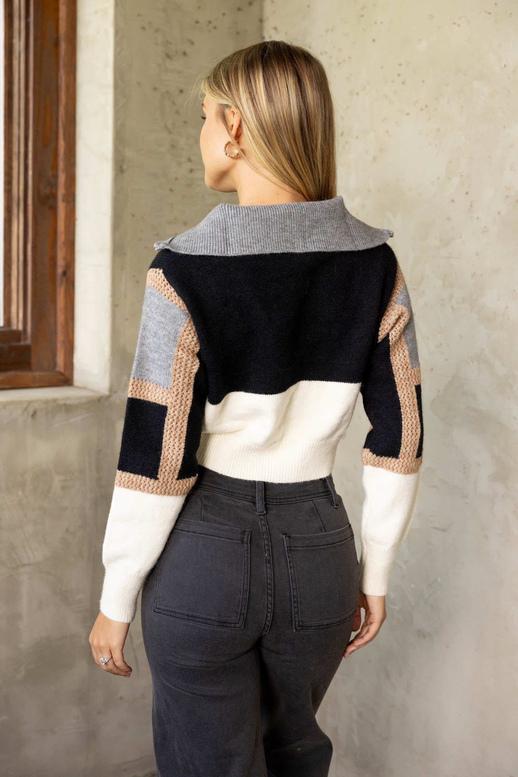 SALE - Ives Colorblock Half Zip Sweater sold by fab'rik
