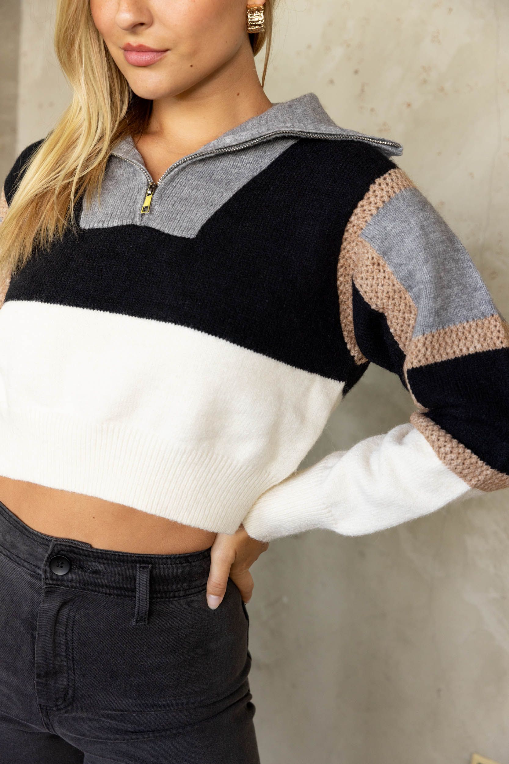 SALE - Ives Colorblock Half Zip Sweater sold by fab'rik product image thumbnail 2