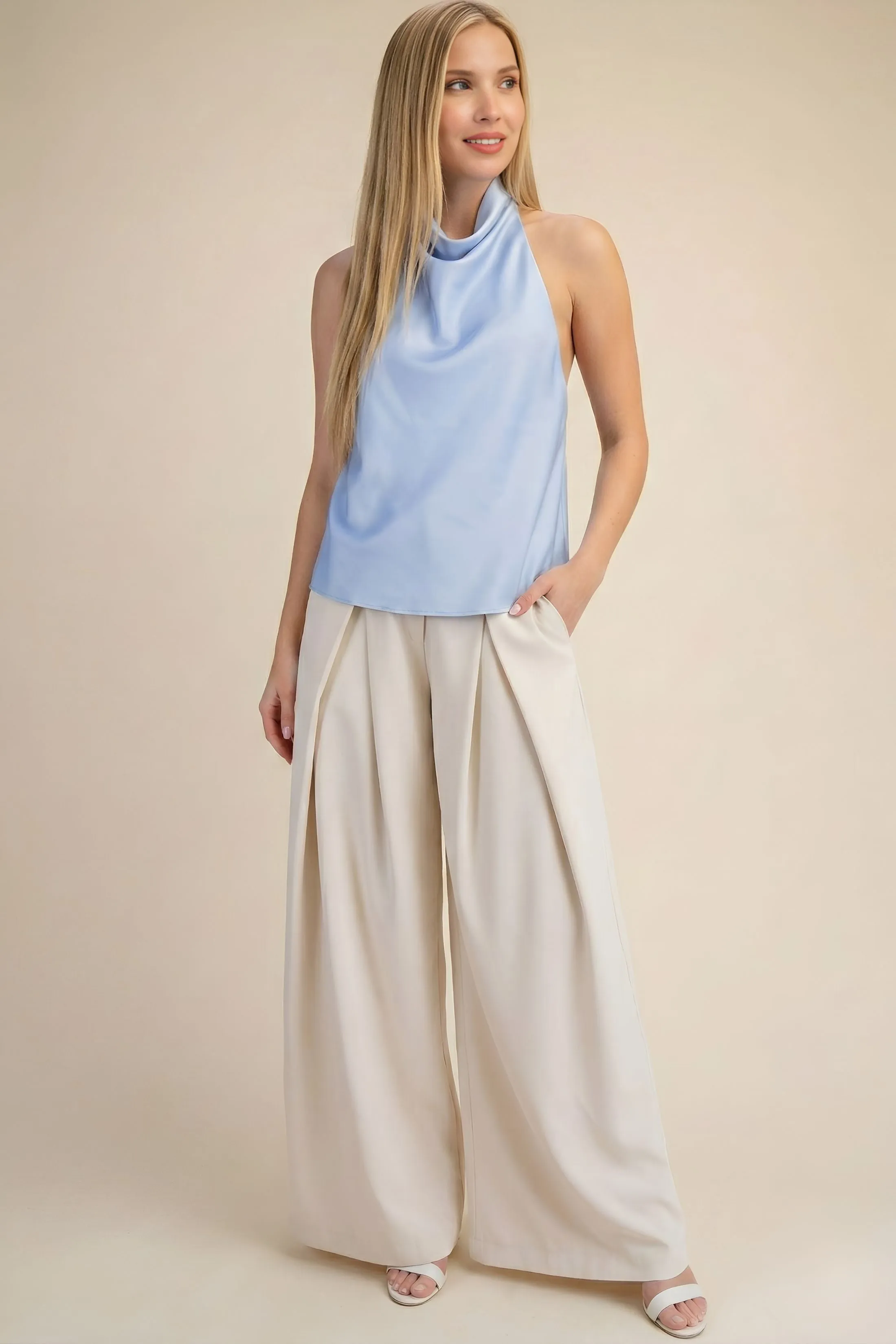 Brittany Satin Halter Top sold by fab'rik