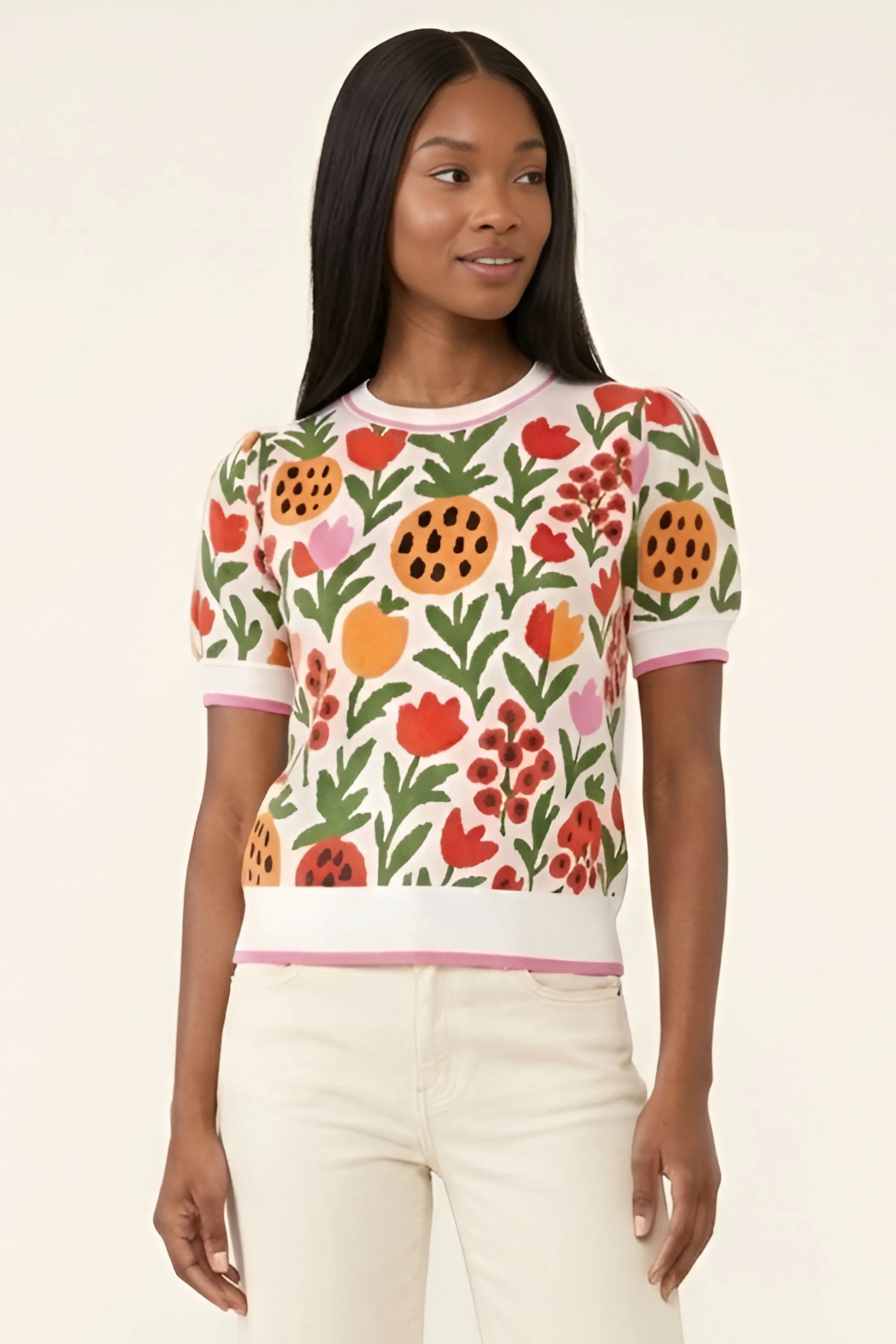 Trish Floral Sweater Top sold by fab'rik