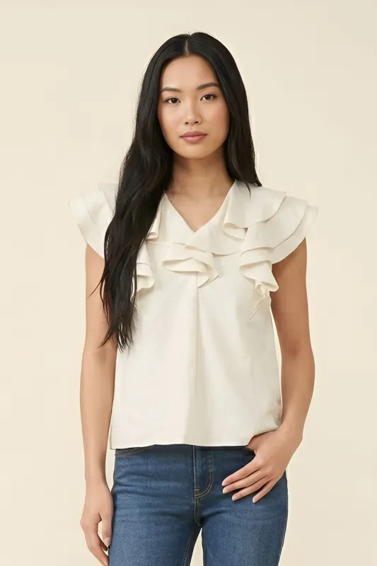Becca Linen Ruffle Top made by Fate