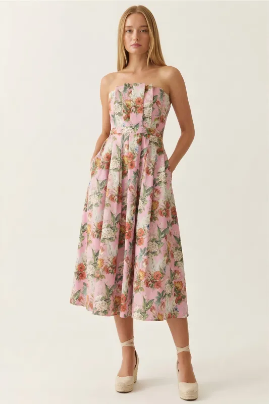 Ivy Floral Strapless Dress made by entro