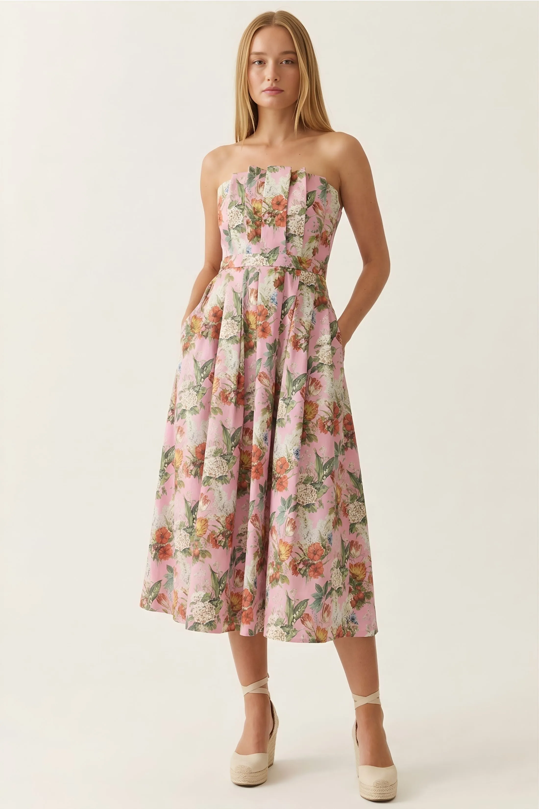 Ivy Floral Strapless Dress sold by fab'rik