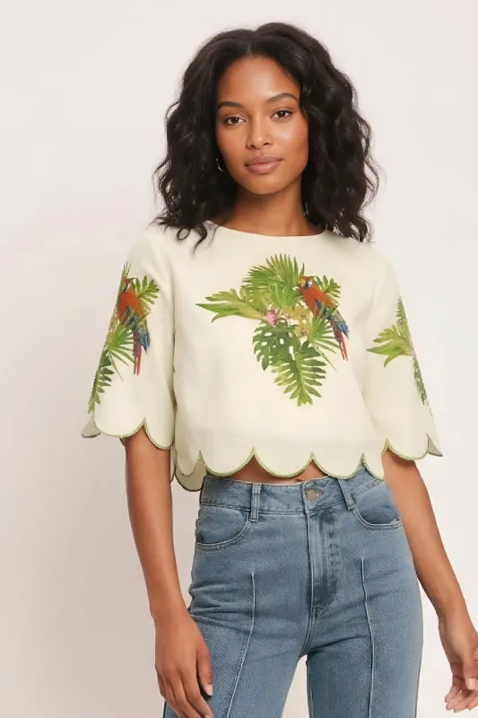 Sally Tropical Scallop Edge Top made by Flying Tomato