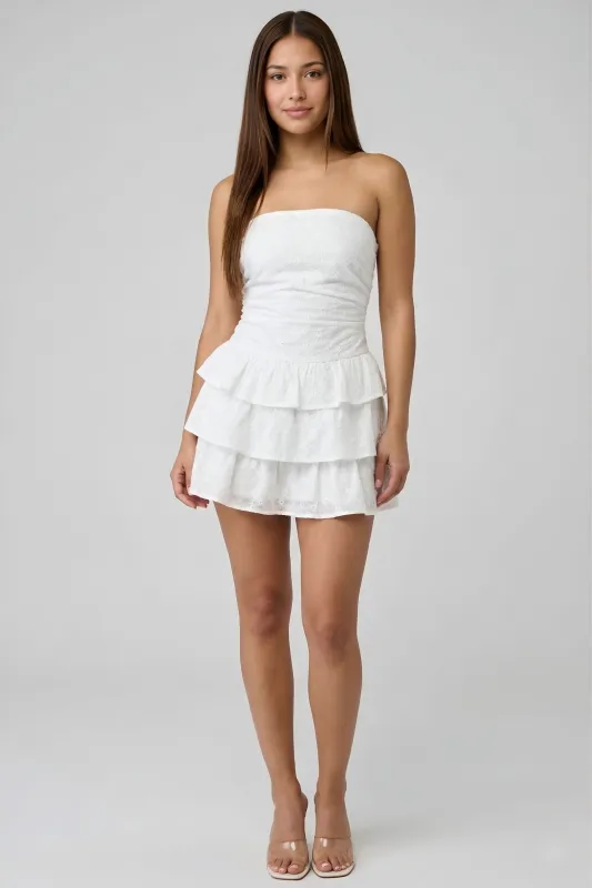 Julia Strapless Tiered Mini Dress made by Day + Moon