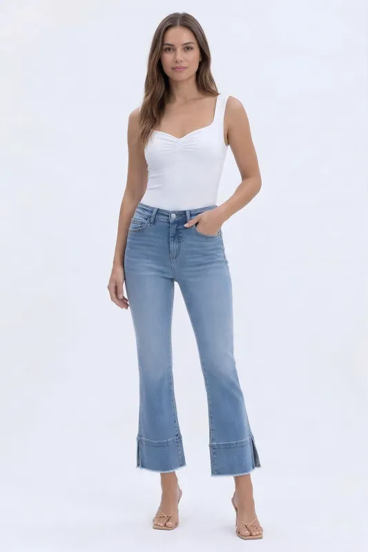 Tracey High Rise Kick Flare Jeans made by Flying Monkey