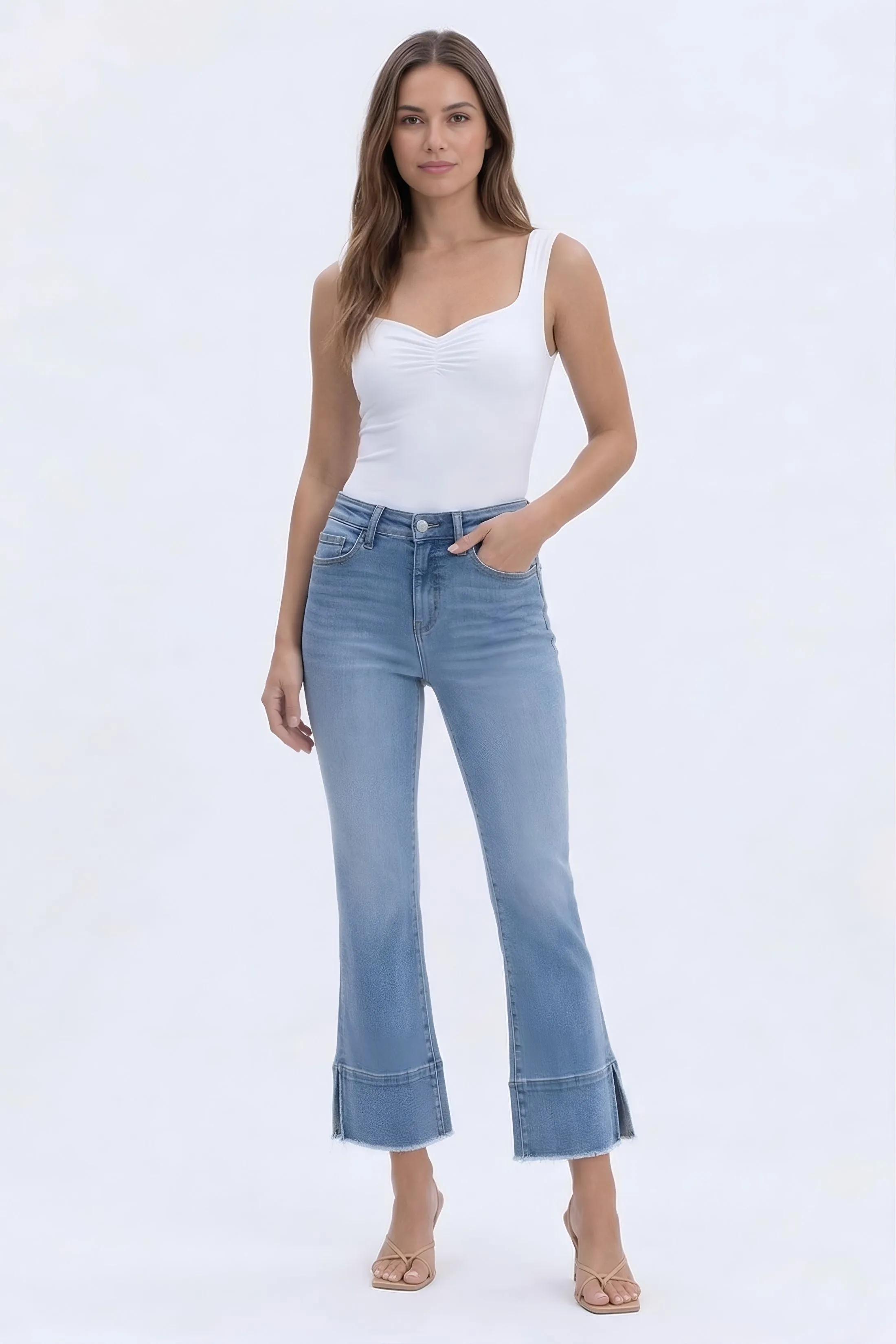 Tracey High Rise Kick Flare Jeans sold by fab'rik