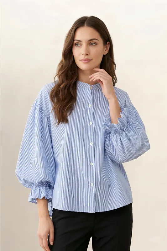 Clark Bubble Sleeve Button Up Top made by Fate