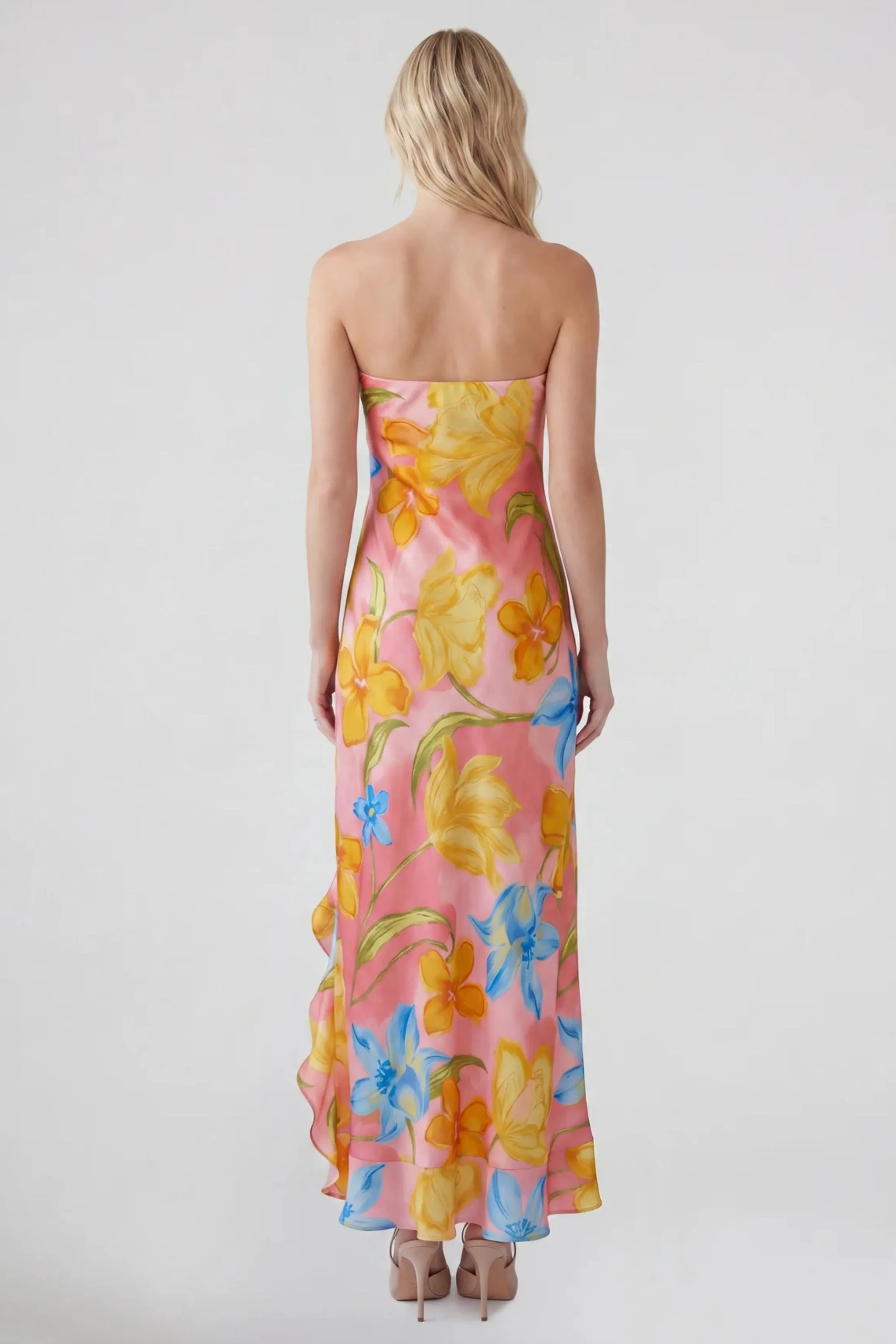 Rosie Strapless Ruffled Slit Maxi Dress sold by fab'rik product image thumbnail 3