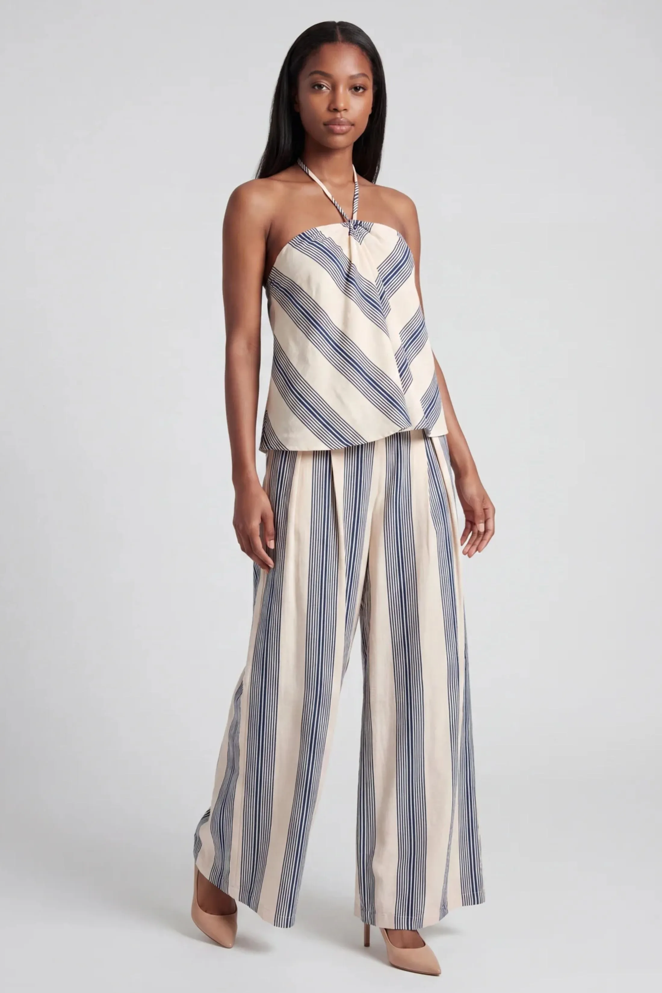 Tara Linen Striped Halter Neck Top sold by fab'rik product image thumbnail 4