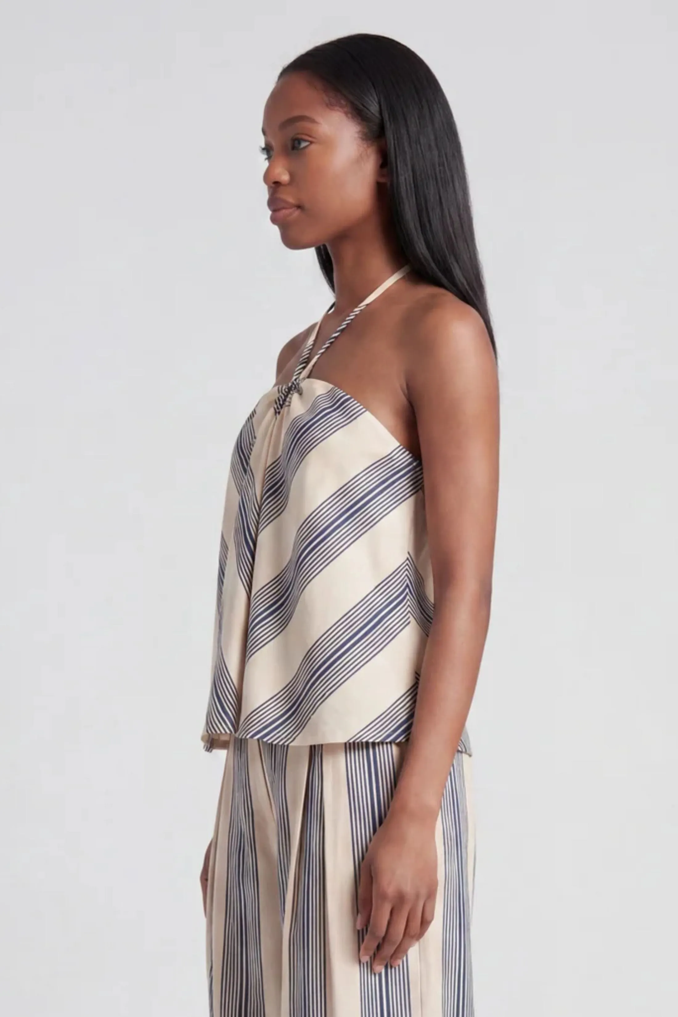 Tara Linen Striped Halter Neck Top sold by fab'rik product image thumbnail 2