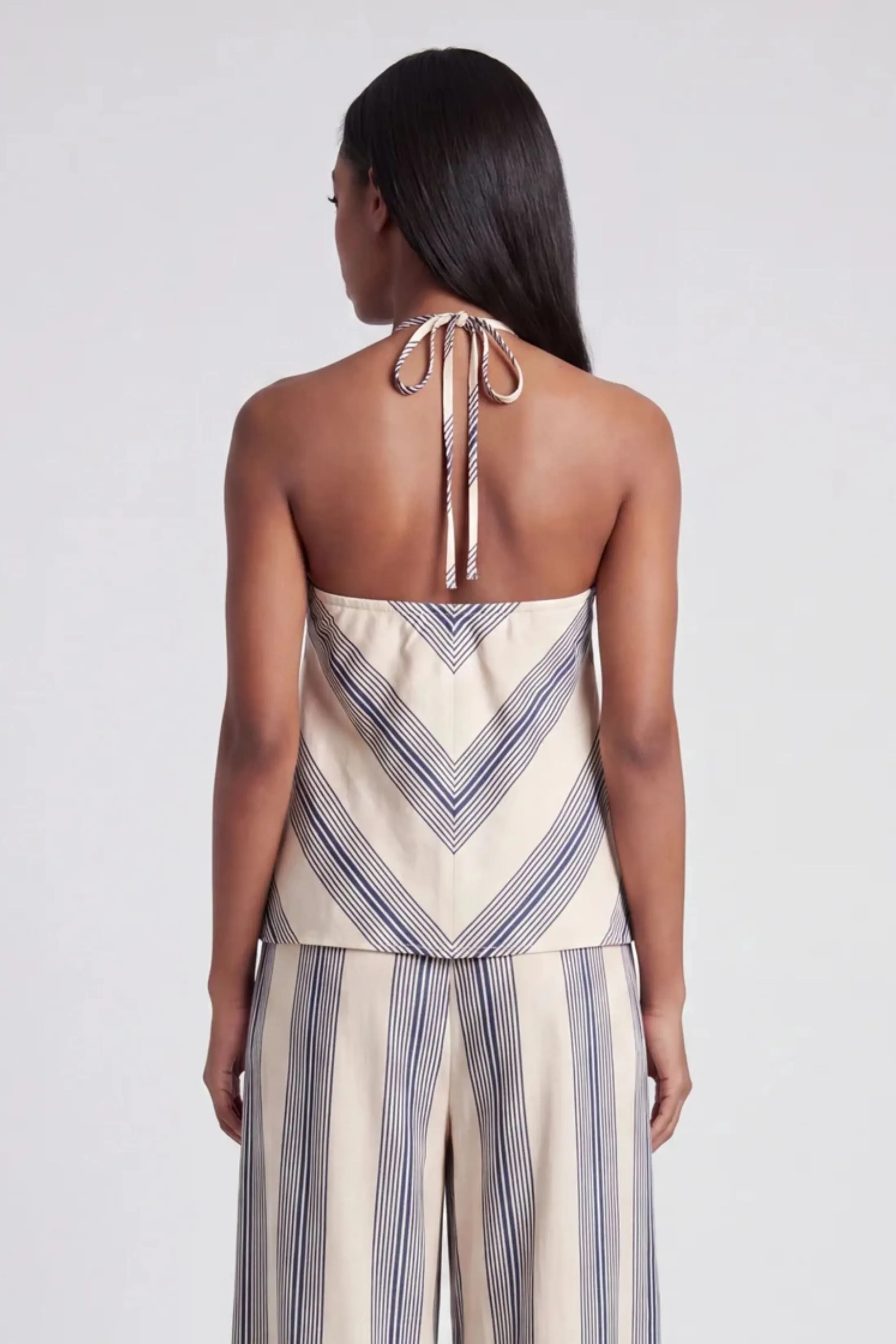 Tara Linen Striped Halter Neck Top sold by fab'rik product image thumbnail 3