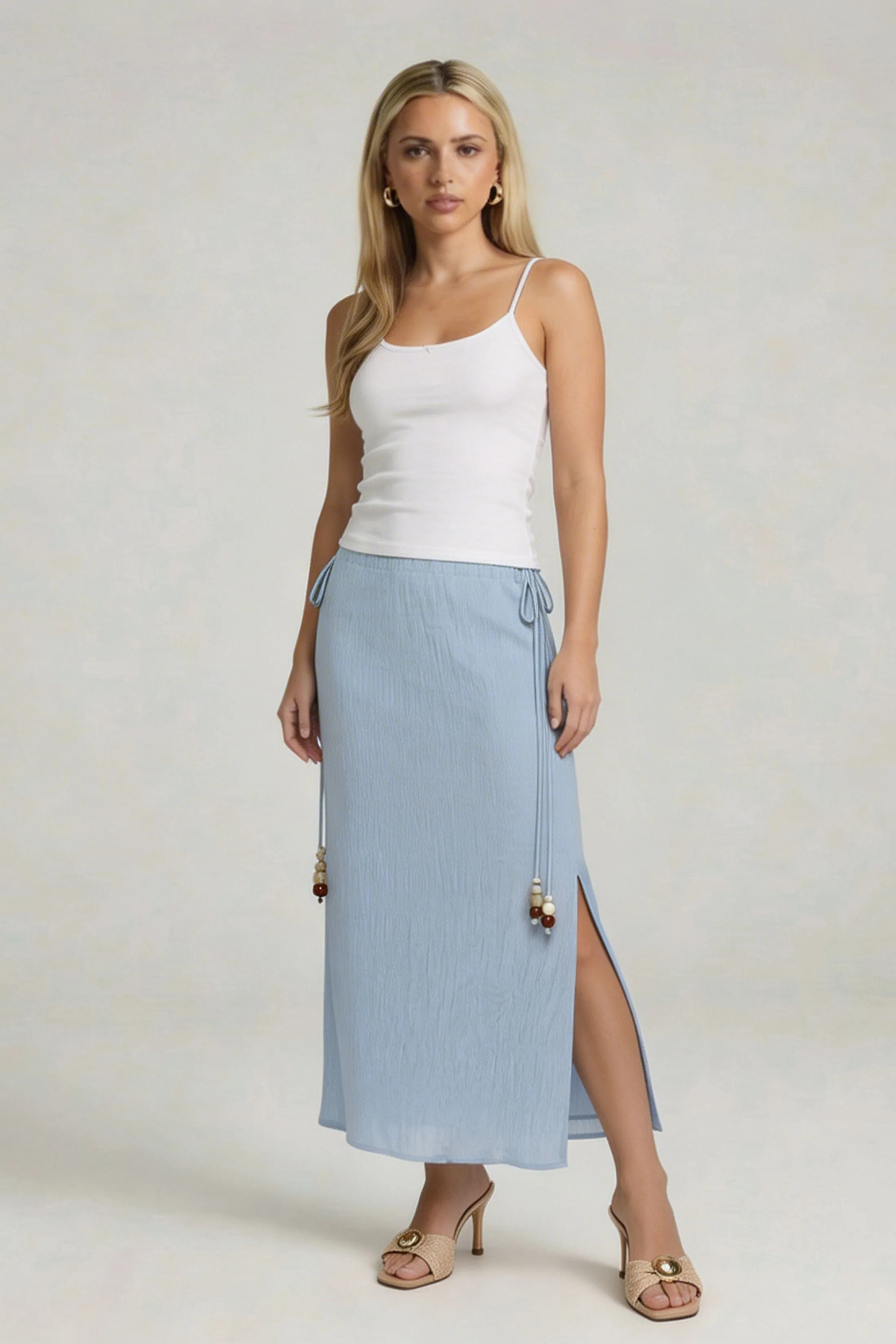 Hanna Textured Woven Midi Skirt sold by fab'rik
