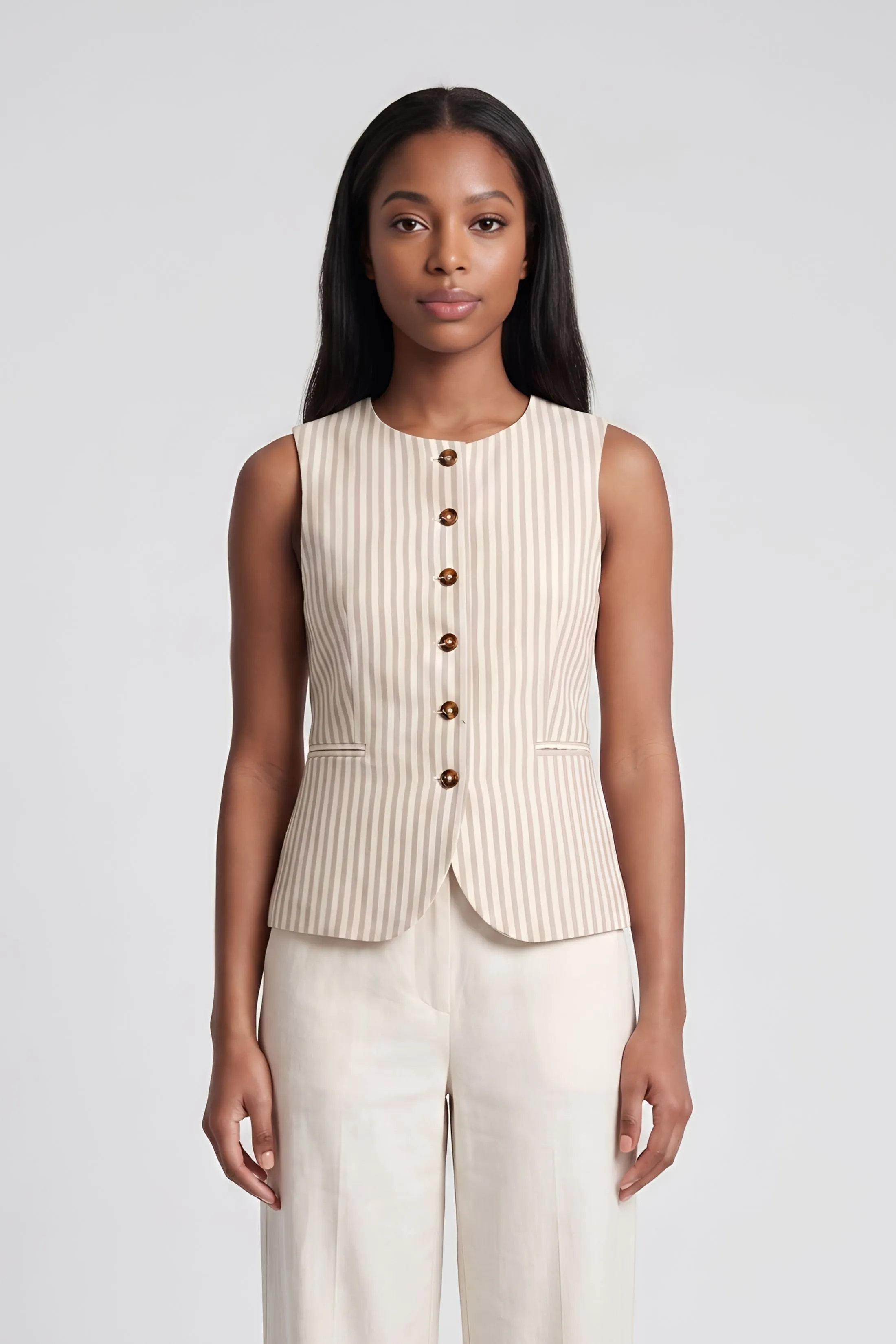 Baron Button Up Sleeveless Top sold by fab'rik