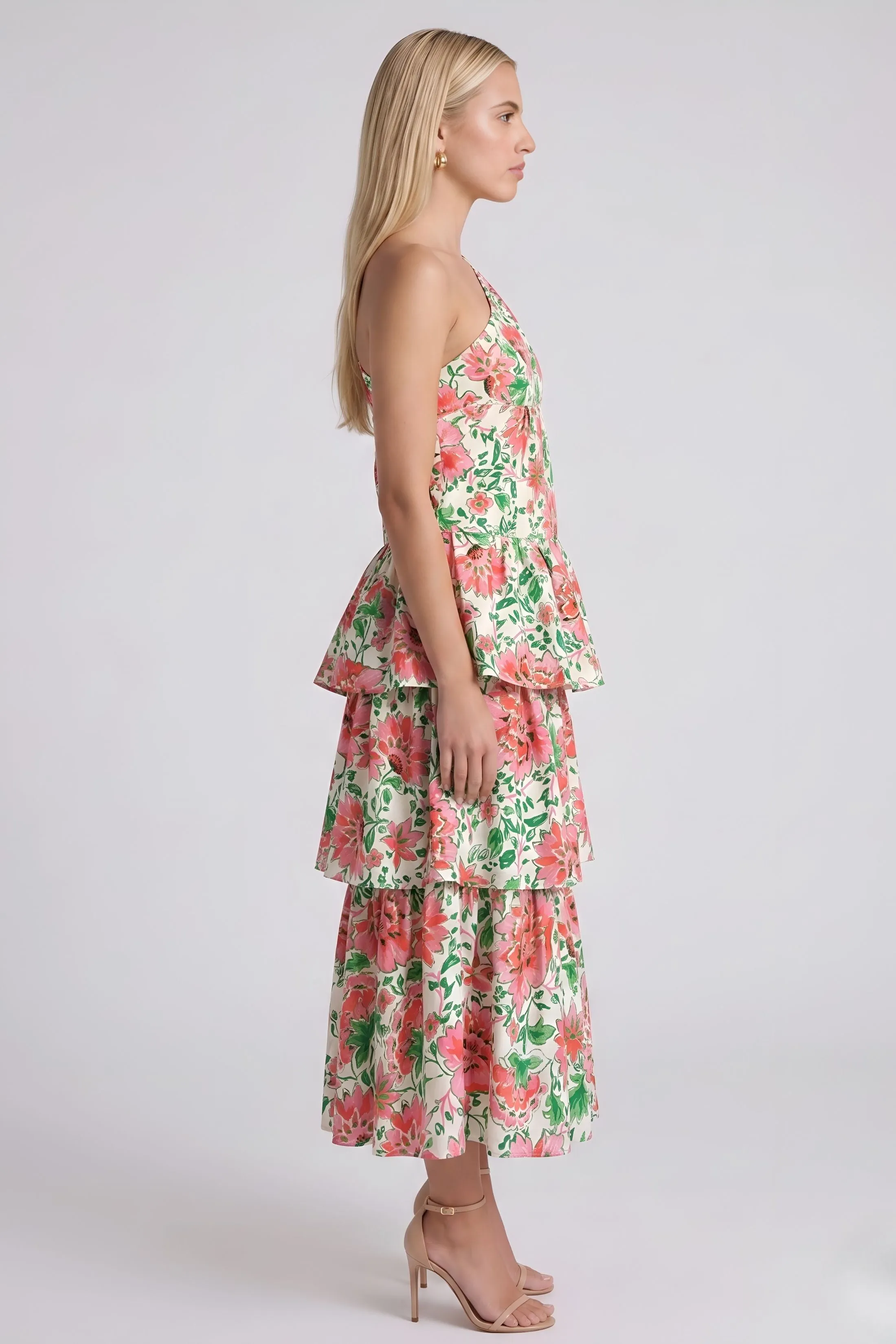 Isabella Tiered Pink Floral Maxi Dress sold by fab'rik product image thumbnail 2