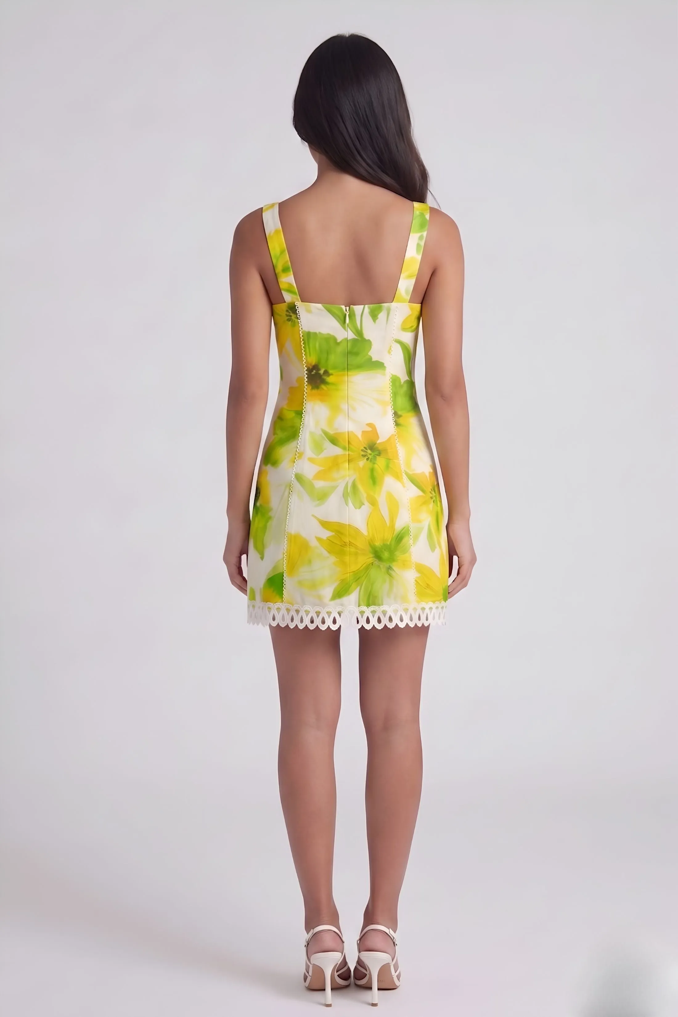 Chloe Lemon Lily Lace Hem Mini Dress sold by fab'rik product image thumbnail 3