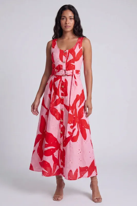 Maya Abstract Floral Print Midi Dress made by entro