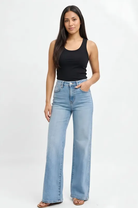 Mari High Rise Wide-Front Yoke Detail Jeans made by Risen