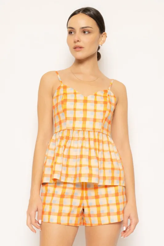 Taylor Gingham Peplum Tank Top made by Fore Collection