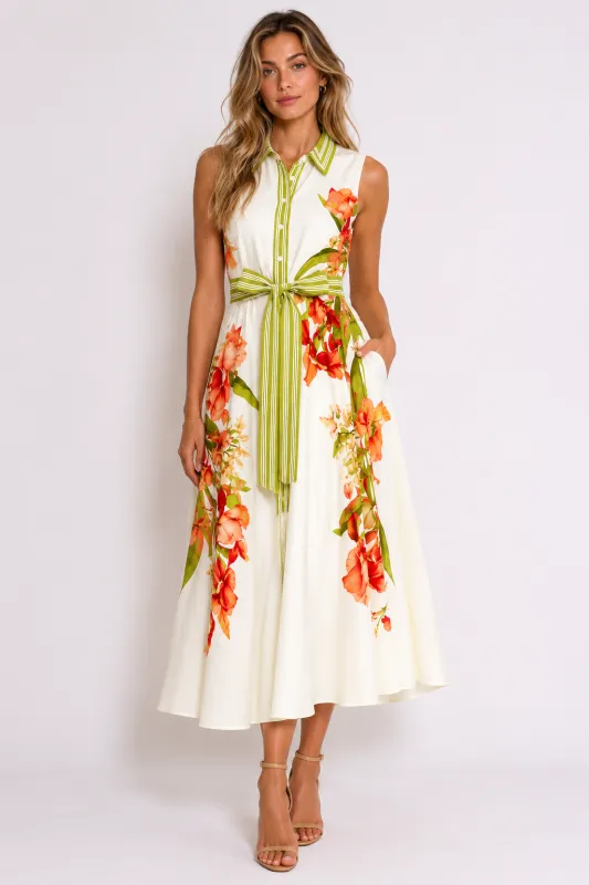 Francesca Collar Floral Midi Dress made by Flying Tomato