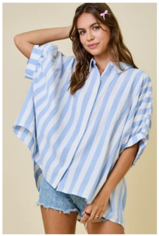 Shelby Oversized Striped Button Down made by Day + Moon