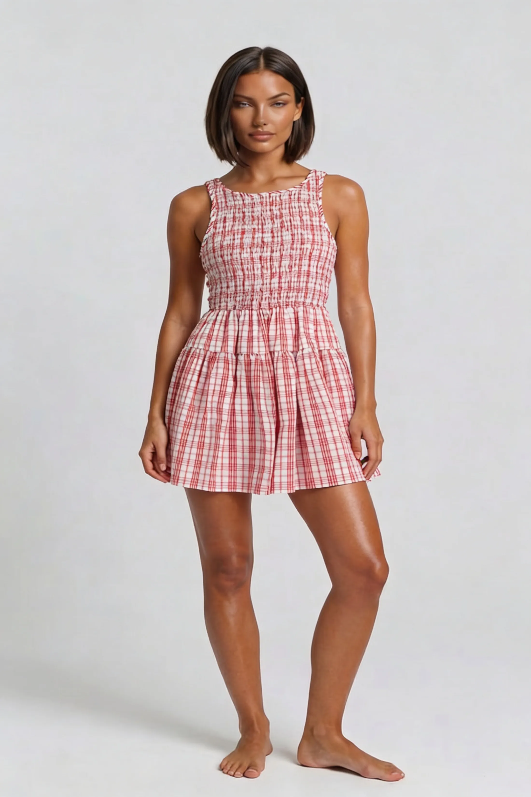 Brooklyn Red Plaid Mini Dress sold by fab'rik