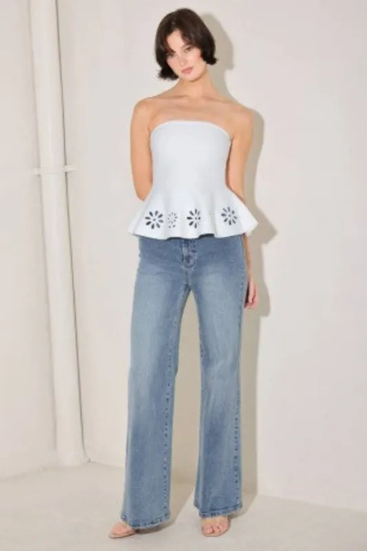 Danica Strapless Cutout Top made by Flying Tomato