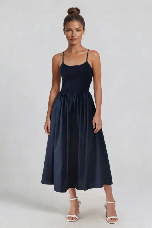 Bree Navy Midi Dress made by Flying Tomato