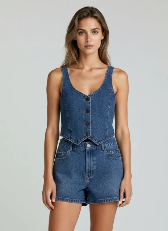 Emma High Waisted Denim Shorts made by entro