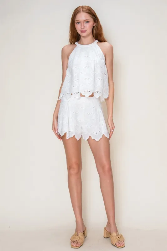 Bethany Eyelet Halter Top made by Bright