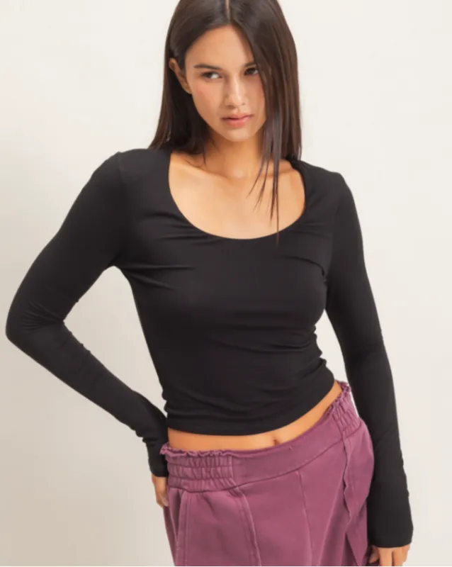 Hensley Scoop Neck Long Sleeve Top made by HYFVE