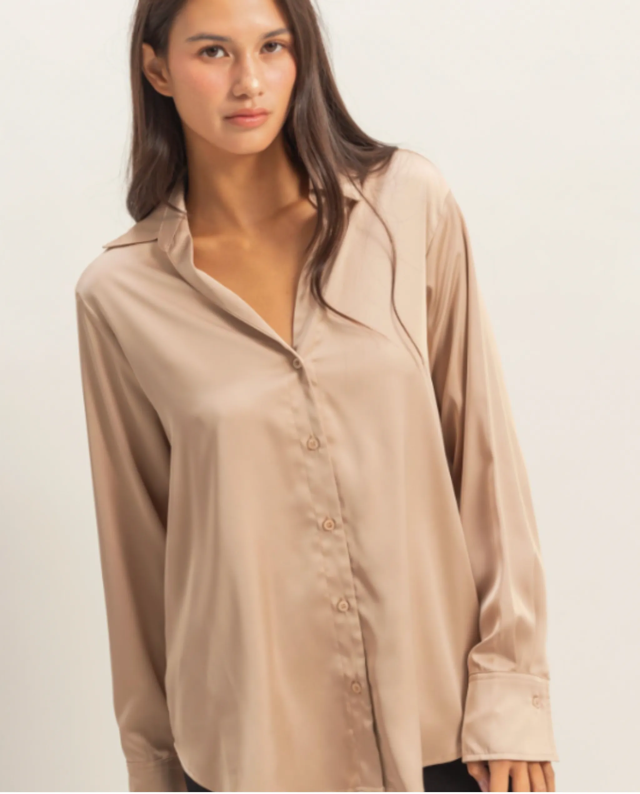 Hadley Satin Button-Up Shirt sold by fab'rik