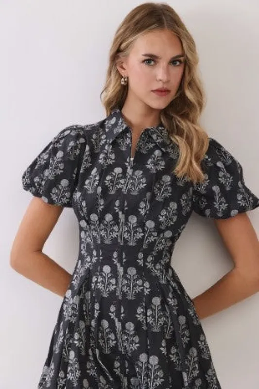 Eleanor Floral Print Puff Sleeve Mini Dress made by TCEC