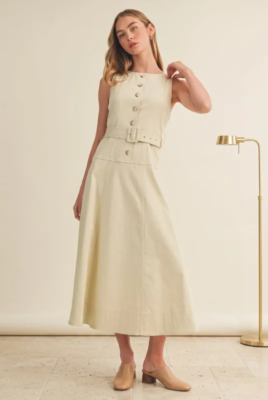 Mary Beth Belted Midi Dress made by Mustard Seed