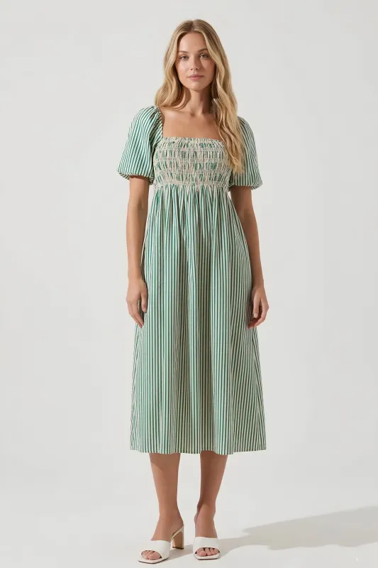 Arnold Smocked Stripe Midi Dress made by TCEC