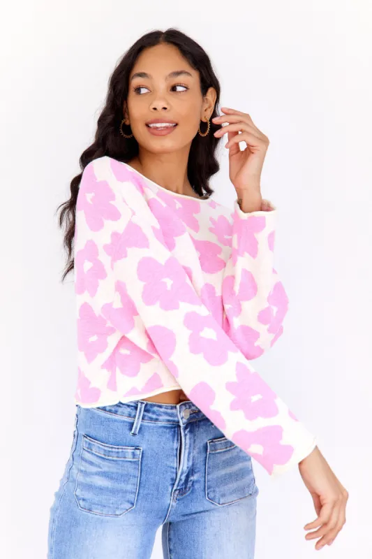 SALE - Lola Daisy Printed Crop Sweater sold by fab'rik