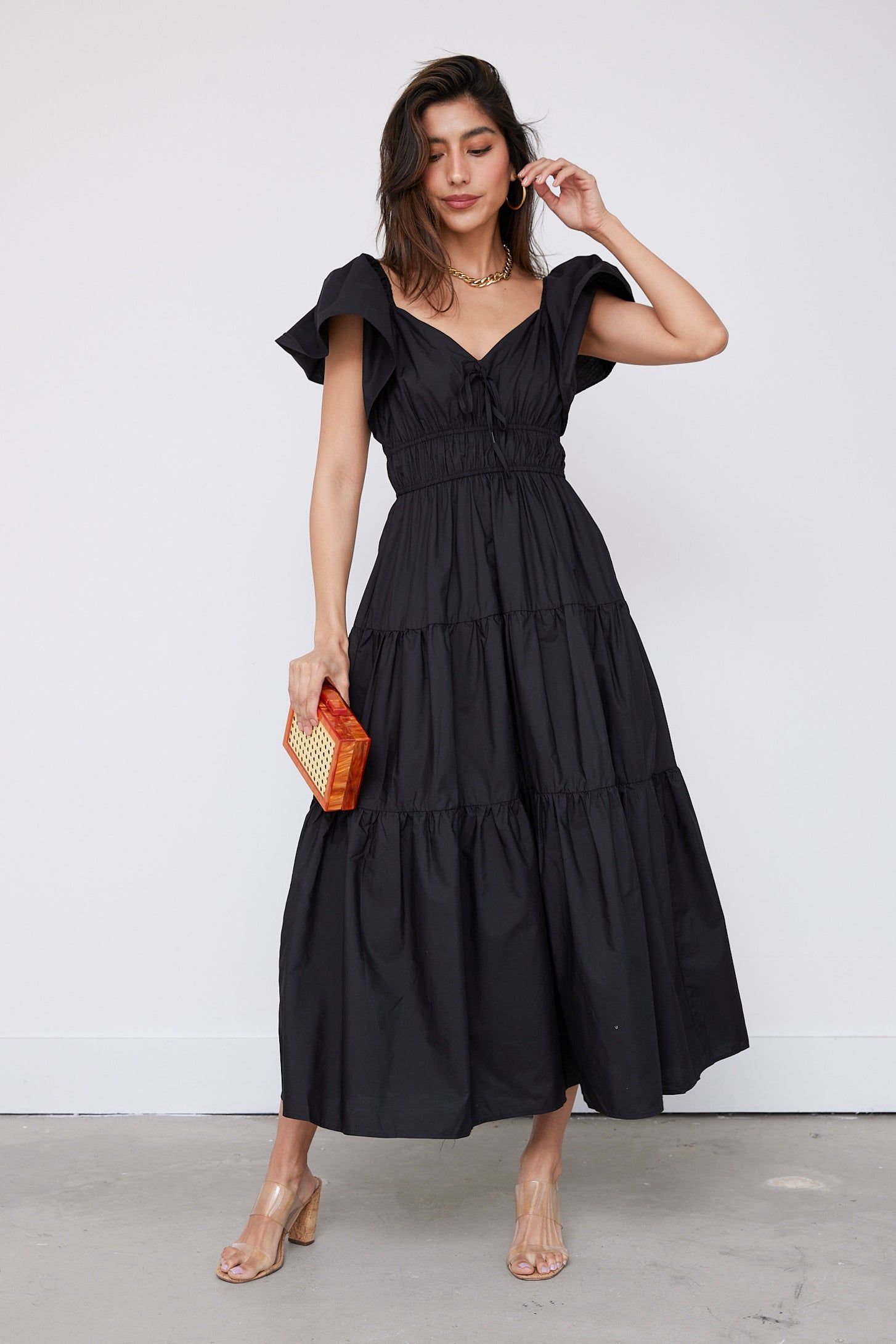 Rosalie Ruffle Detail Maxi Dress sold by fab'rik