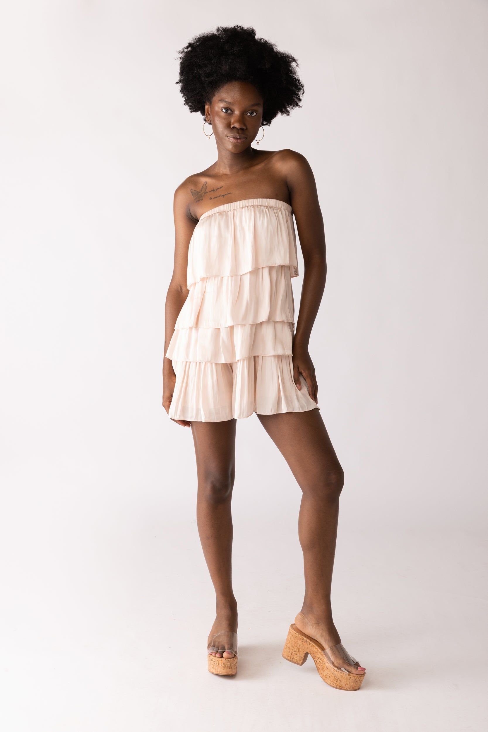 SALE - Cori Tiered Strapless Ruffle Romper sold by fab'rik product image thumbnail 3