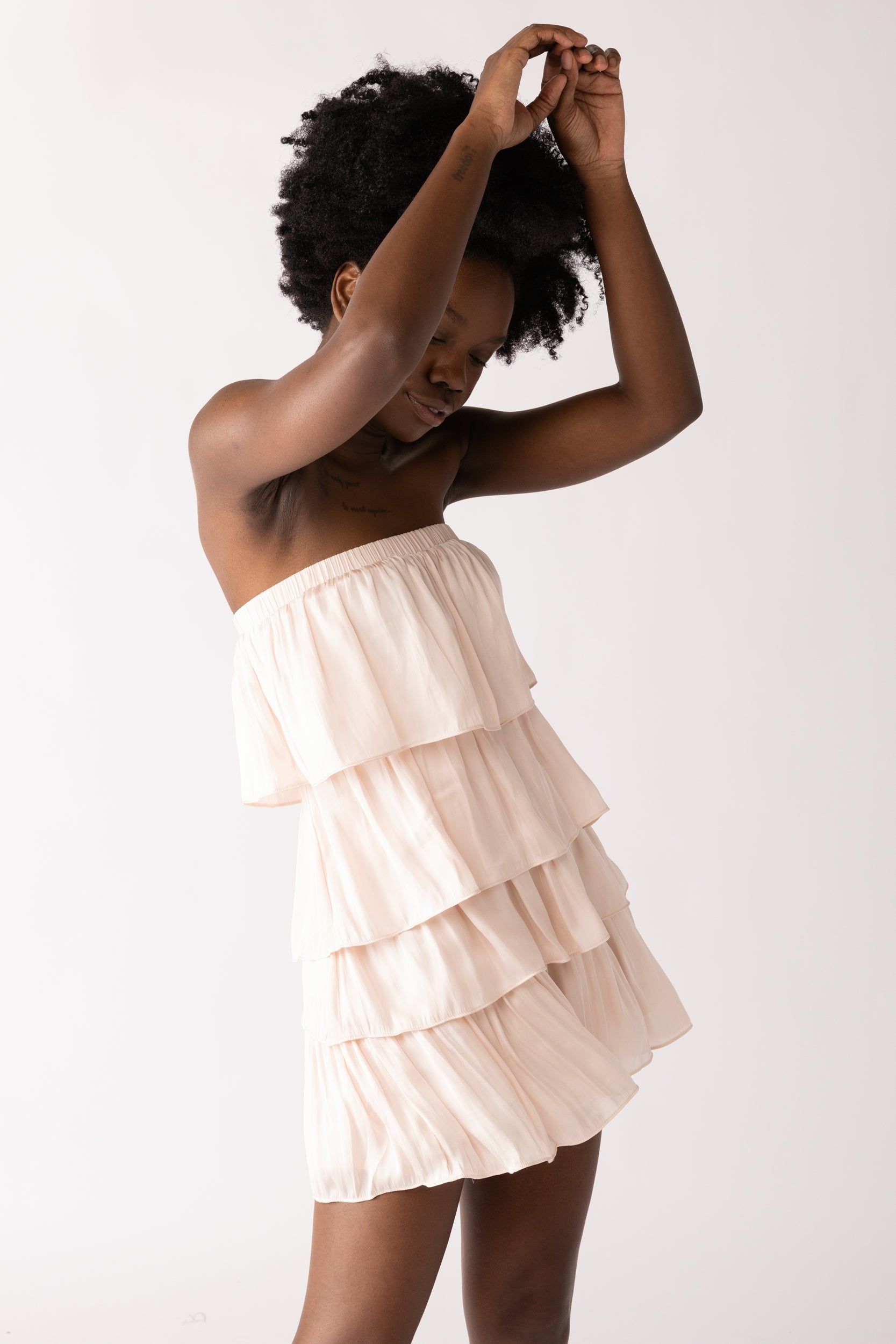 SALE - Cori Tiered Strapless Ruffle Romper sold by fab'rik