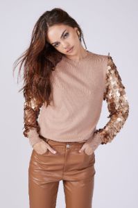 SALE - Luna Sequin Sleeve Sweater sold by fab'rik