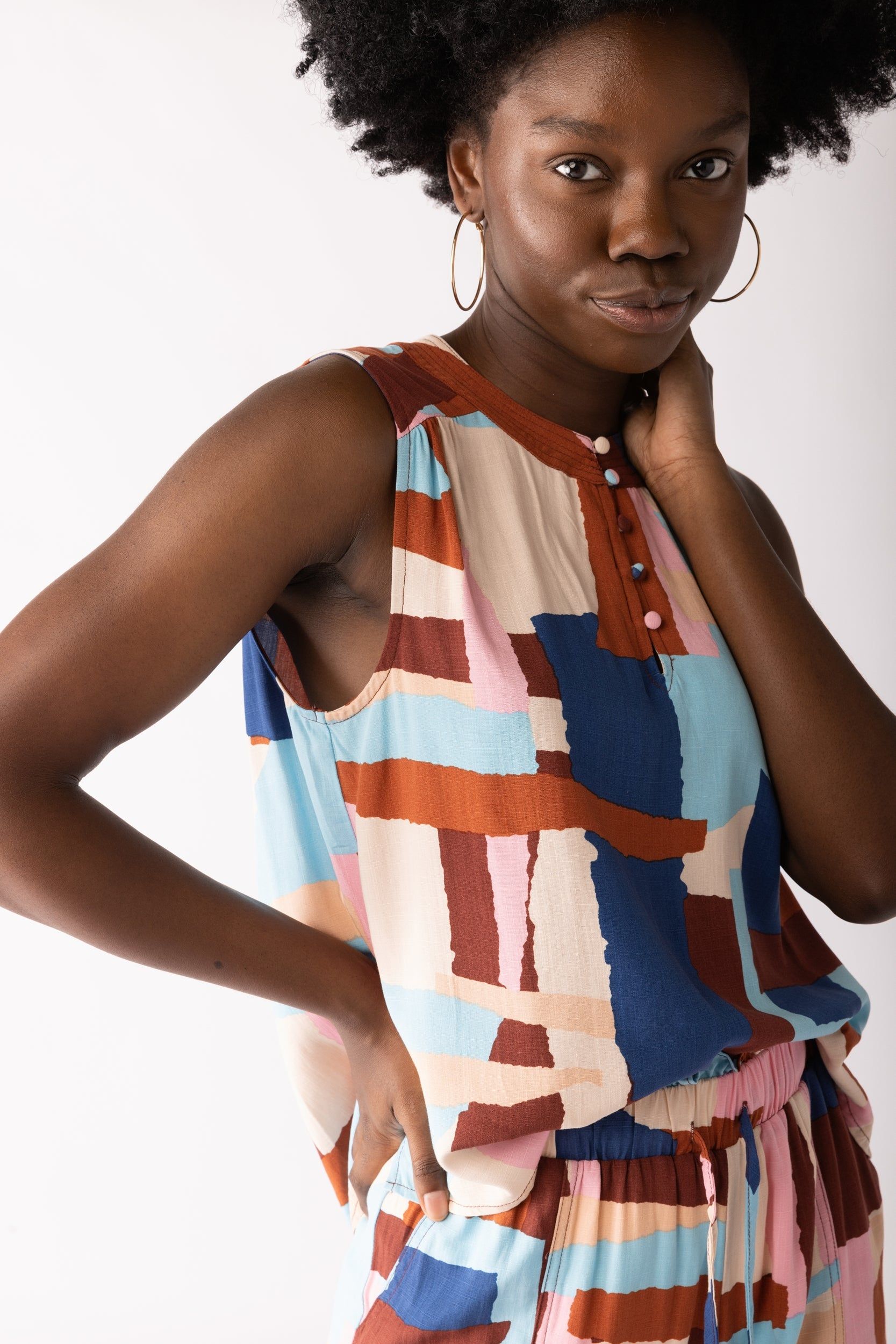 SALE - Anika Printed Sleeveless Blouse sold by fab'rik